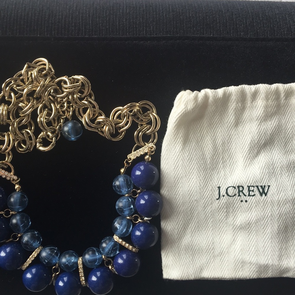 JCrew blue and gold statement necklace